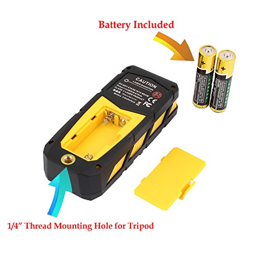 DMiotech Laser Distance Measure 196ft 60m Mini Handheld Digital Laser Distance Meter Rangefinder Measurer Tape Yellow with Tripod