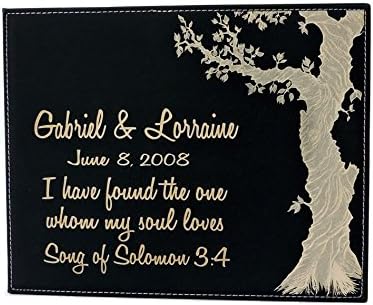 Forever Me Gifts Song of Solomon 3:4 Wedding Gift with Established Dates Personalized on Black Leather