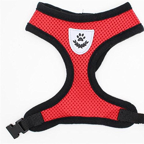 Simayixx Vest Mesh Harness and Leash for small dogs&cats, Adjustable and comfortable (M, Red)