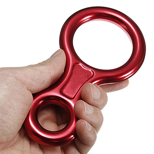 35KN 8 Shape Carabiner Descender Climbing Carabiners Abseiling Downhill Safety Ring Descender Aluminum Rescue Descender Outdoor Rock Climbing Carabiners Safety Device Climbing Equipment Random Color