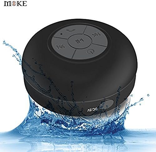 MOKE Shower Speaker Waterproof Portable Stereo Bluetooth 3.0 Speaker (Build-in Microphone,soft Suction Cup, 6 hours Play Time) for Compatible with Android & ios Smartphones, Touch Pad, laptop And Other Bluetooth Devices--Black