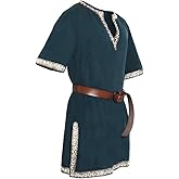 Runcati Mens Medieval Costume Halloween Renaissance Tunic Viking Knight Pirate Warrior LARP Shirts