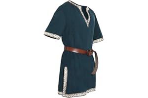 Taoliyuan Mens Medieval Costume Halloween Renaissance Tunic Viking Knight Pirate Vintage Warrior LARP Shirts