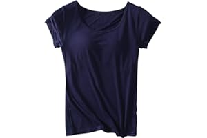 SERYU Modal T Shirt with Cup Chest Pads for Women Crew Neck Long Sleeve Solid Color Tops Basic Comfy Blouse Shirts