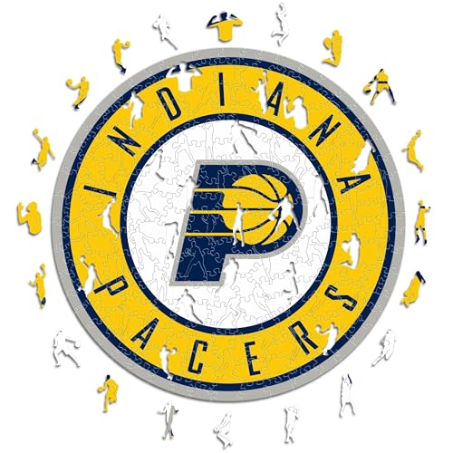 Iconic Puzzles - Indiana Pacers, Logo, Wooden Puzzle officially licensed NBA, 100% sustainable, size L, 500 Pcs