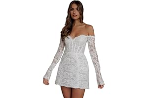 BOFDUFO Short Wedding Dresses for Bride 2024 Lace Applique 3D Flower Tulle Mini Boho Bridal Gowns for Wedding