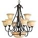 Progress Lighting P4418-77 9-Light Two-Tier Torino Chandelier, Forged Bronze