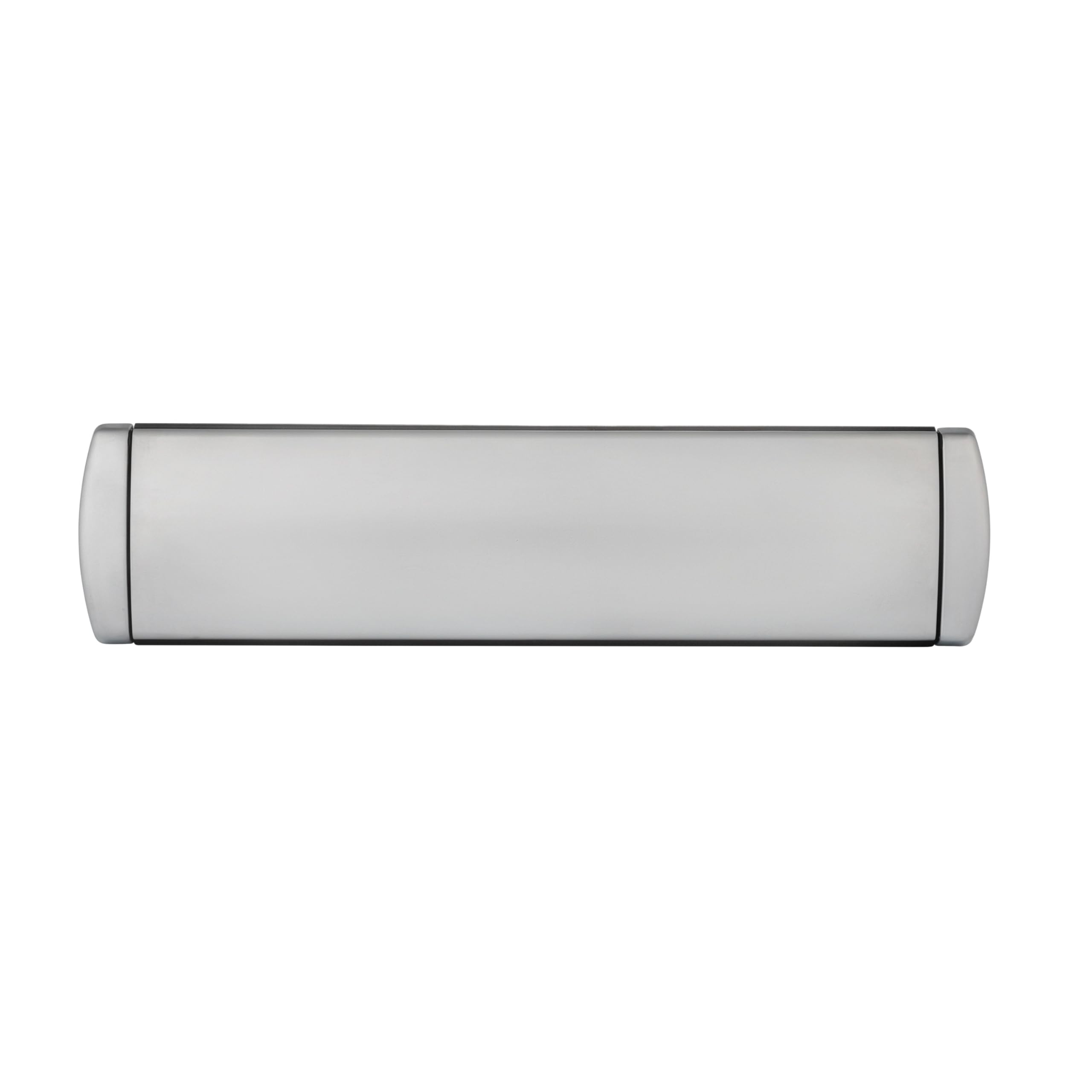 IRONWORX® Enigma 12" Premium Metal Sleeved Letterbox | Satin Chrome | Fully Weather Sealed, 180° Opening, Compatible with UPVC, Composite & Wooden Doors