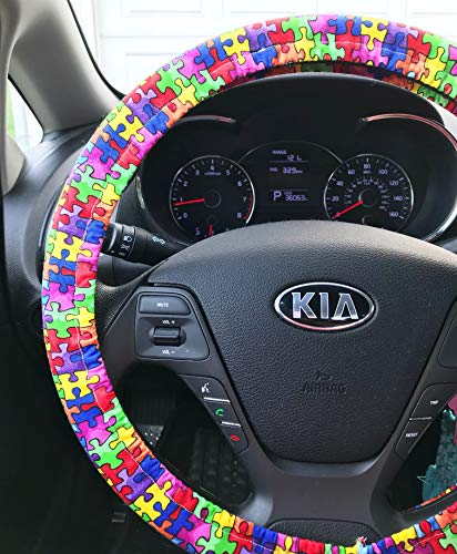 Steering Wheel Cover | Cute Steering Wheel Covers | Handmade Christmas Gifts | Autism Awareness Puzzle Pieces