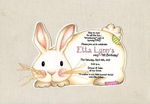 Personalized Handcut Easter Bunny Birthday Party - Egg Hunt - Invitations - Set of 10