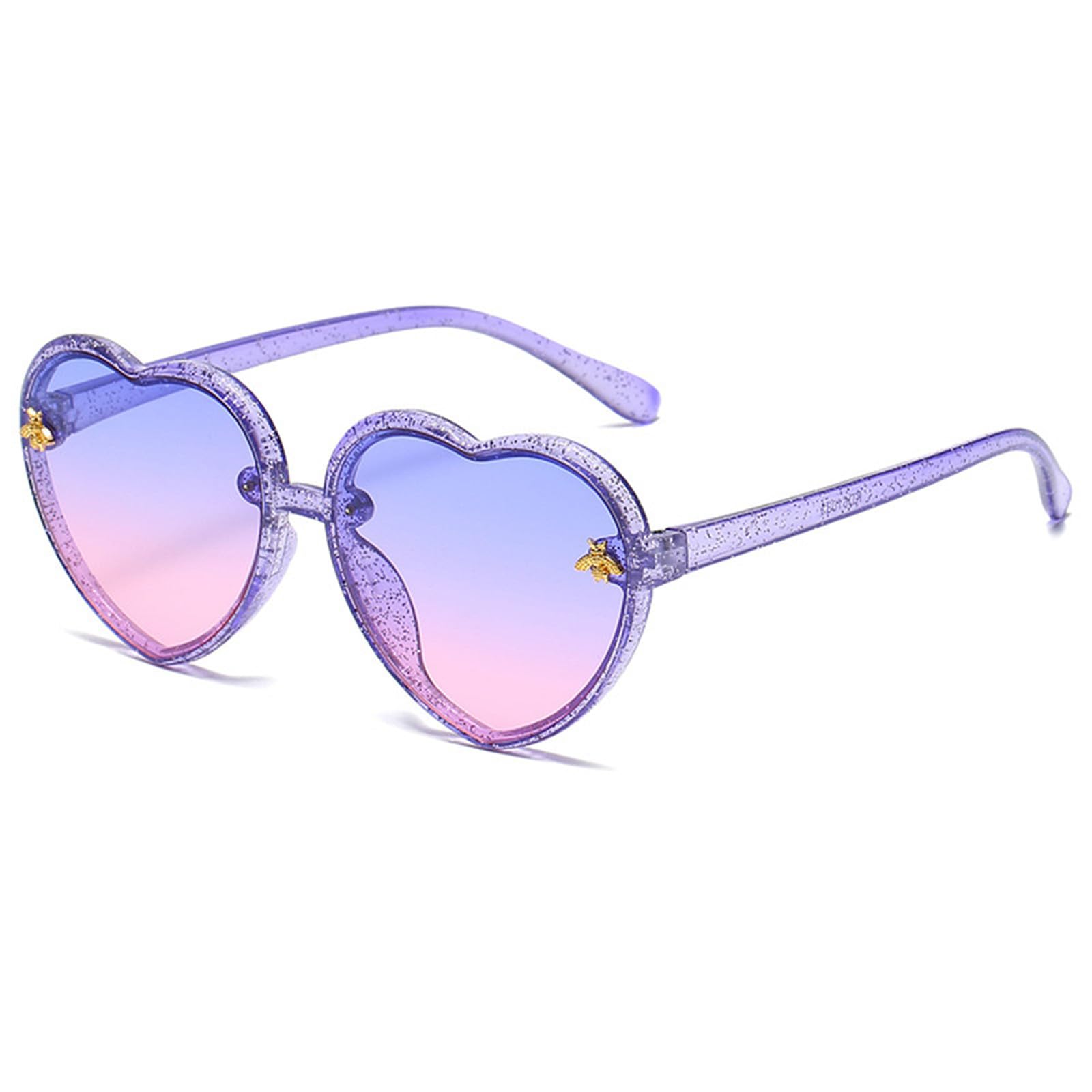 Photo 1 of JieJieko Kids Heart Sunglasses Heart Shaped Sunglasses Cute Kids Eyewear for Pool Beach Outdoor Age 3-10 Years (Purple)