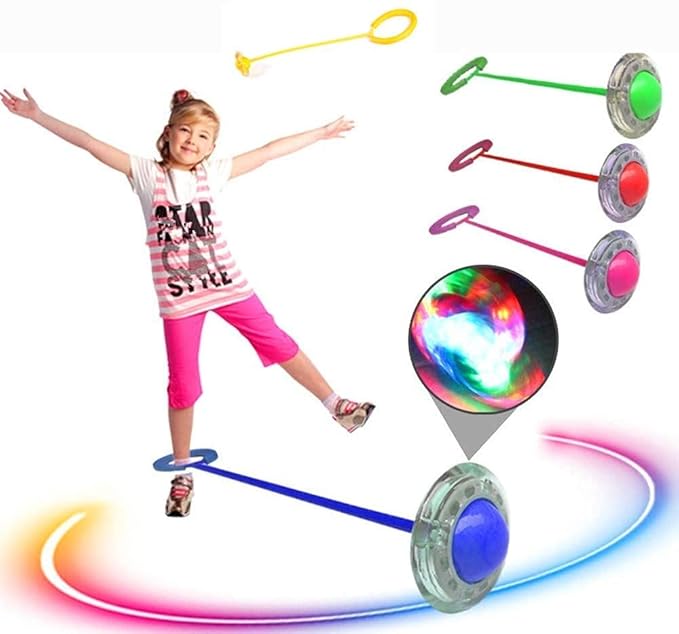 GYANVI Ankle Skip Ball for Kids, Foldable Colorful Flash Jumping Ring