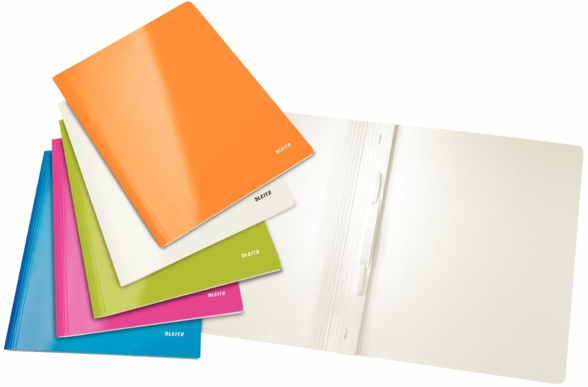 Leitz A4 Laminated Card Report Files, Pack of 5, 250 Sheet Capacity, Assorted Colours, WOW Range, 30010099
