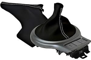 Autoguru Manual & E Brake Boot Cover Made for Subaru BRZ Scion GRS Toyota 13-20 White Stitch