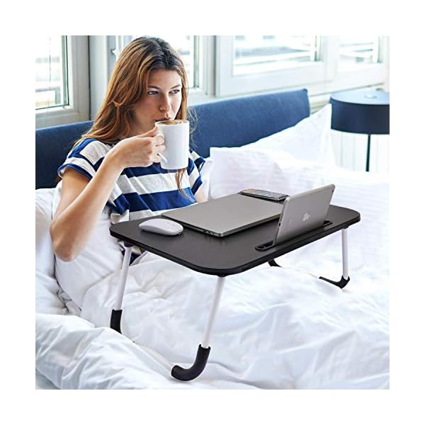 Laptop-Bed-TablePortable-Lap-DeskNotebook-Stand-Reading-HolderNotebook-Table-Dorm-Desk-with-Foldable-Legs-Cup-Slotfor-Eating-BreakfastReadingWatching-Movie-on-BedSofa-Black Laptop Bed Table,Portable Lap Desk,Notebook Stand Reading Holder,Notebook Table Dorm Desk with Foldable Legs & Cup Slot…