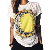 Lookatool Women Loose Sunflowers Printing Short Sleeve Blouse Vest Tops T-Shirt