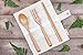 NUMU Wooden Cutlery Set | Travel Utensils Set | Eco Friendly Reusable Flatware | Fork, Spoon, Chopsticks w Portable Pouch (Beige) | Lightweight Stronger than Bamboo Utensils for Camping Office Lunch