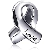 Hope Ribbon Charms Compatible with Pandora Women Bracelet, Antique 925 Sterling Silver Breast Cancer Awareness Beads, Love Gifts for Mothers Day/Christmas/Valentines Day