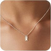 Luxval Diamond Pendant Gold Necklace for Women，Dainty 18k Gold Plated Choker Necklaces Simple Gold Jewelry Gifts for Women