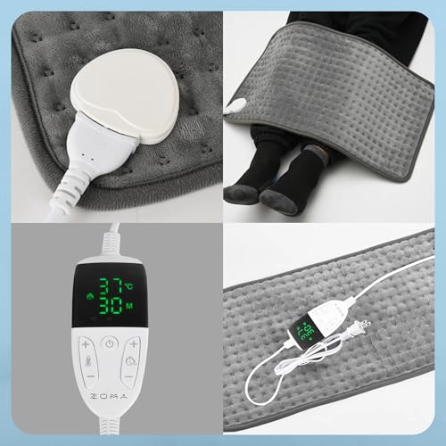 Compresa Caliente Electrica XL | Calentador Cobija Electrica Termica | Manta Termica con Control Digital y Apagado Automático | Compresas Calientes Terapeuticas | Gris 60x30