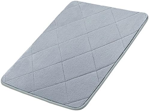 GUDLUK Memory Foam Bath Mat, Soft Non Slip Absorbent Bathroom Rugs, Grey Rhombus Mats