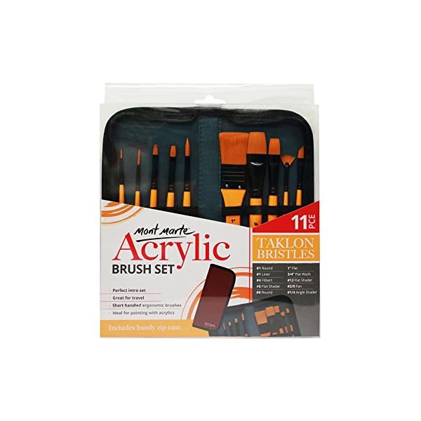 Mont Marte Pinselset fÃ¼r Acrylfarben â 10 Taklon-Pinsel in Pinseltasche â Ideales Pinsel Set fÃ¼r Acrylmalerei â FÃ¼r AnfÃ¤nger, Profis und KÃ¼nstler – Bild 8