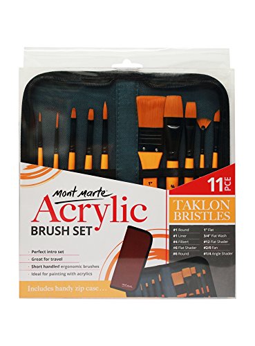 Mont Marte Pinselset für Acrylfarben â 10 Taklon-Pinsel in Pinseltasche â Ideales Pinsel Set für Acrylmalerei â Für Anfänger, Profis und Künstler – Bild 8