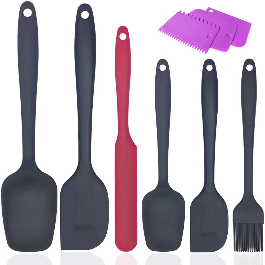 6 PCS Heat-Resistant Silicone Spatula for Cooking, Spatulas for Baking, Mixing Spoons, Non-Stick Rubber Spatula, Silicone Kitchen Utensils Set, 3PCS Dough Cutter/Scraper.