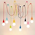 ERHANG Colorful Pendant Lights Silicone E27 Spider Chandelier Modern Creative DIY Pendant Lamp for Bedroom Dining Room Restaurant Bar,Rainbow-8Head