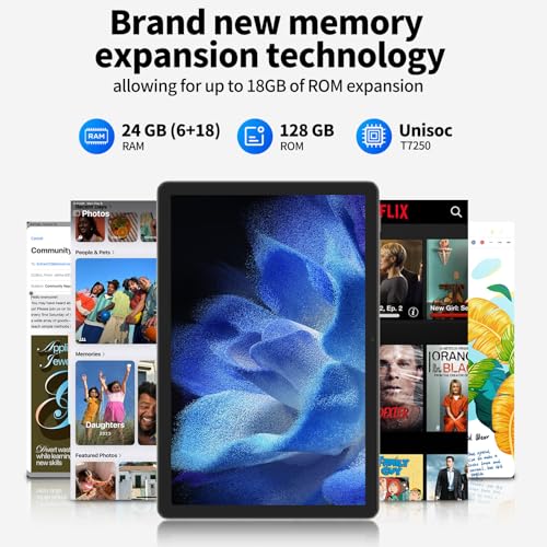 VekfulPC Android 16 Tablet 11 Inch Tablet, 24GB RAM (6+18GB Expansion) + 128GB ROM, Equipped With Gemini AI, Octa-Core T7250 Processor, 90Hz IPS Display, 8000mAh Battery,4-Year Warranty, Grey
