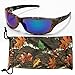 VertX Mens Sport Camouflage Sunglasses Fishing Hunting Outdoor Free Micorfiber Camo Pouch – Brown Forrest Camo Frame – Blue Lens