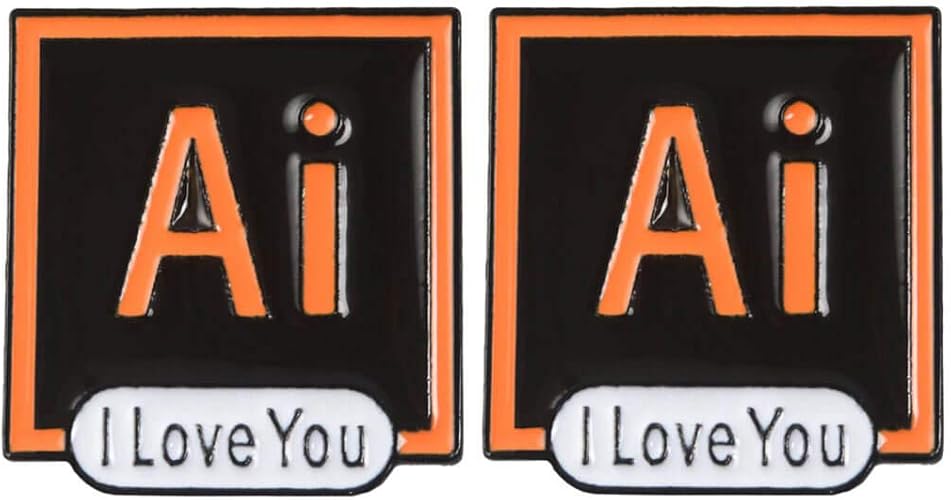 Cosunny Pins Ai I Love You Revers Juego De 2 Unidades Illustrator Esmaltado Broche Pins De Diseno Accesorios Para Artistas Insignias Regalos Amazon Es Joyeria