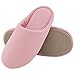 UltraIdeas Comfort Knitted Cotton Slippers for Men and Women Washable Flat Closed Toe Ultra Lightweight Indoor Shoes with Non-Slip Sole (M /7-8 B(M) US, Pink)