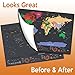 Scratch Off World Map Poster with US State | Deluxe Detailed Tracker Edition For Past & Future Trips Includes Picks, Eraser, Magnifier TRIPLE BONUS Best Gift For Travelers