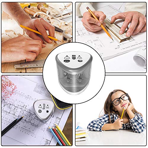 Electric Pencil Sharpener, Heavy Duty Pencil Sharpene With Dual Hole, Compact Pencil Sharpener Ideal For NO.2, Colored Pencils, Eyebrow Pencils, Battery-Operated Kids Safety Pencil Cutter for Artists - Thumbnail 5
