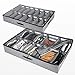 Horwarm Under Bed Shoe Storage Organizer, Adjustable Dividers - Set of 2, Fits 28 Pairs Total Cotton and Linen Fabric Perfect for Under-Bed Storage or Closets
