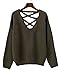 BOBIBI Women's Winter Warm Sexy Lace Up Backless V Neck Long Sleeve Knit Pullover Sweater Top