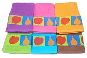 TEXTURAS HOME - Pack de 6 Paños de Cocina FRUTOS Rizo Algodón 100%