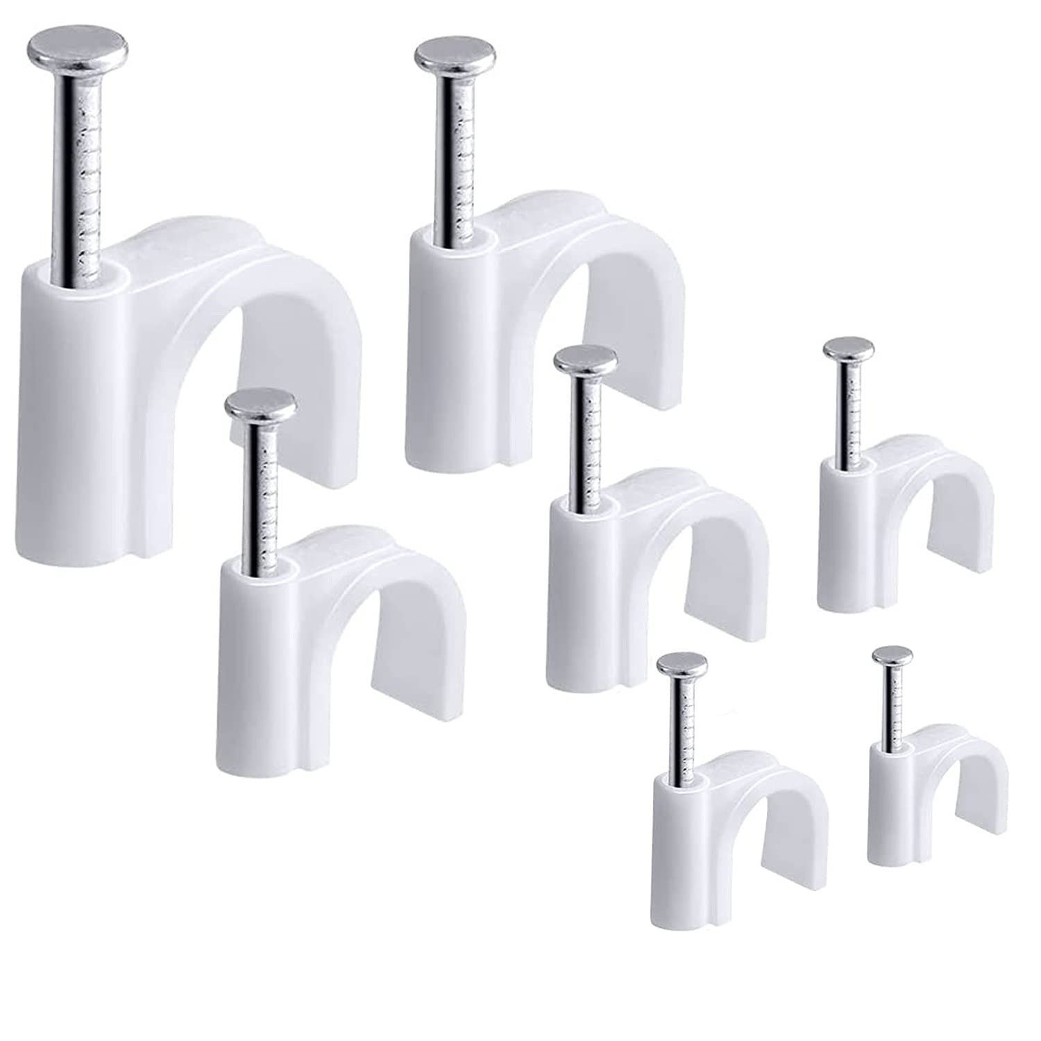 700pcs Round Cable Clips 7 size, 3mm, 4mm, 5mm, 6mm 8mm, 10mm, 12mm Assortment Cable Holder Management Wire Tidy Clips