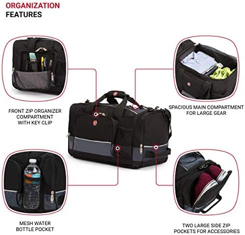 SWISSGEAR 20" Duffel Bag | Gym Bag | Travel Duffle Bags | Men's and Women's - Grey/Black 3 SWISSGEAR 20" Duffel Bag | Gym Bag | Travel Duffle Bags | Men's and Women's - Grey/Black