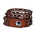 Velvet and Rhinestone Wrap Around Bracelets - 3 Pack (Black/Coffee/Gray)