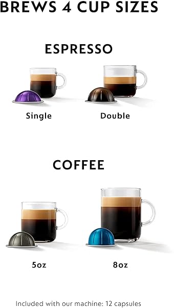 NESPRESSO VERTUO PLUS COFFEE AND ESPRESSO MAKER BY BREVILLE, INK BLACK WITH AEROCCINO MILK FROTHER