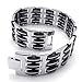 KONOV Wide Mens Bangle Bracelet, Stainless Steel Rubber, Black Silver