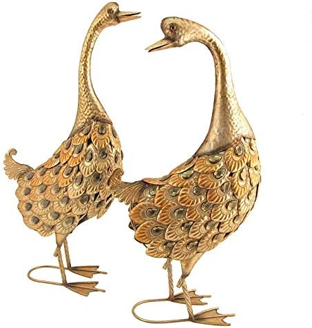 TisYourSeason Gold Metallic Geese Lawn Ornaments Garden Decor Set of 2 Yard Art Goose Decoration