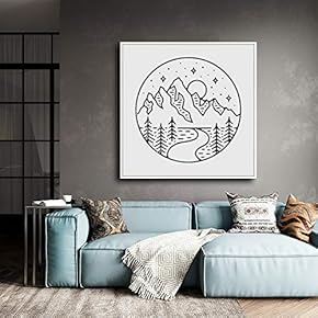 Framed Canvas Home Artwork Decoration Night Canvas Wall Art for Living Room, Bedroom - 16x16 inches