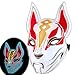 Diximus Unisex Fox Drift Mask LED Light up Mask for Halloween Cosplay Game Party Props White