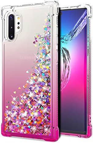 for Galaxy Note 10 Plus Case,Gradient Design Bling Flowing Liquid Floating Sparkle Colorful Glitter Waterfall TPU Protective Phone Case for Samsung Galaxy Note 10 Plus,Rose Gold