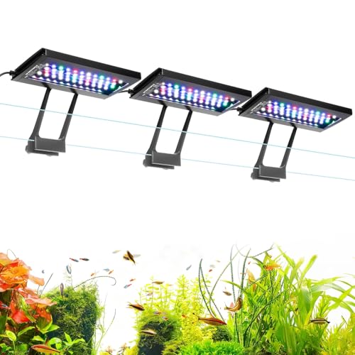hygger Three Channel Clip On LED Aquarium Lighting, 36W Full Spectrum Aquarium Lamp, 24/7 Lighting and DIY Mode with 7 Colours, Adjustable Brightness Fish Tank LED Light for Aquariums 115-227L (3)