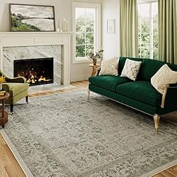 PureCozy Green Area Rug 8x10 Indoor Vintage Living