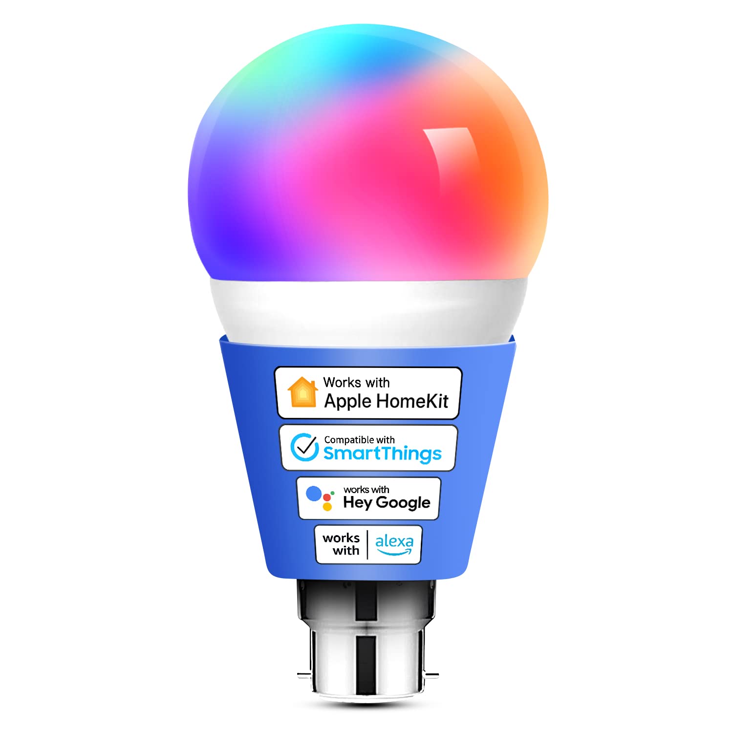 meross Smart Bulb Smart Bulb Alexa Light Bulb B22 Compatible with Apple Homekit, Alexa, Google Home, Siri Voice Control Dimmable Multicolor LED Light Bulb Equivalent 60W